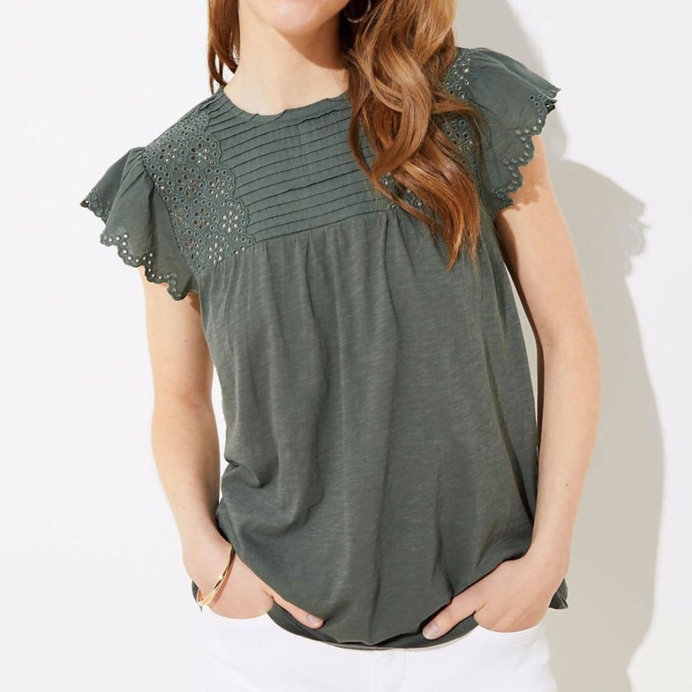 LOFT pin tucked eyelet top